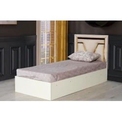 Односпальная кровать Woodpecker Fiona, ламинат, кремовая, 95x110x205 см