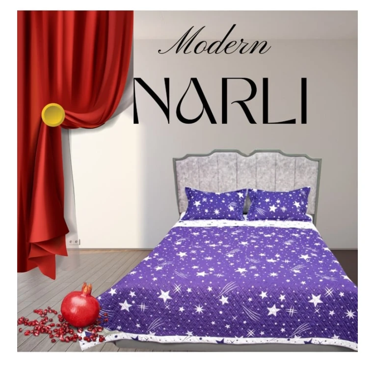 Набор с наволочками Narlı 000804, покрывало 230x250 см, наволочки 2 шт x 50х70 см, двуспальный, разноцветный