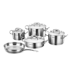 Набор посуды Korkmaz Proline A1150, 5 шт, 16x10/20x12.5/24x14/24x7/24x5 см, 2/4/6.3/3.1/1.8 л, нержавеющая сталь, с крышкой, серебристый