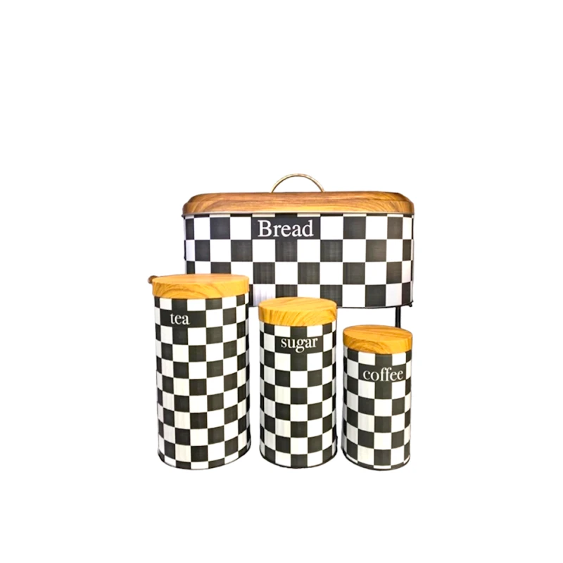 Çörək qabı dəsti HomeStore BA13, 30x19/20.5x11/17.5x9/14.5x8 sm, 4 parça, ağ/qara