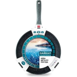 Сковородка Нева Металл Байкал 2524, 24 см, алюминий, черная