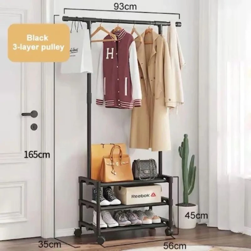 Передвижная вешалка KOT937LUR, металл, черная, 56/93x35x165 см