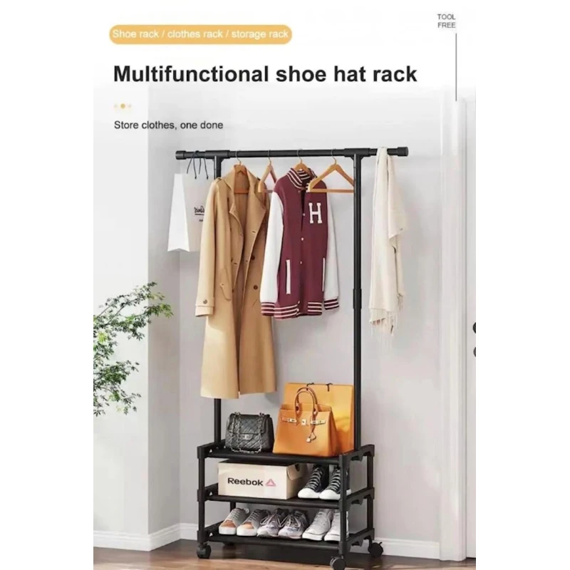 Передвижная вешалка KOT937LUR, металл, черная, 56/93x35x165 см