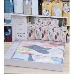 Комплект постельного белья Valeriya SHA-00006266, пододеяльник 200х220 см, простыня 240х260 см, 2 шт наволочки 50х70 см, двуспальный, хлопок, разноцветный