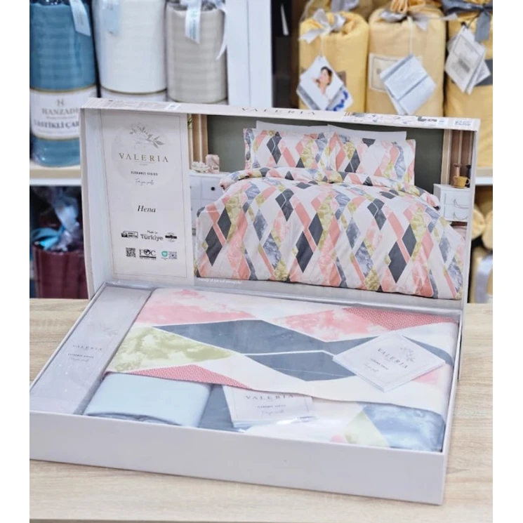 Комплект постельного белья Valeriya SHA-00006266, пододеяльник 200х220 см, простыня 240х260 см, 2 шт наволочки 50х70 см, двуспальный, хлопок, разноцветный Комплект постельного белья Valeriya SHA-00006266, пододеяльник 200х220 см, простыня 240х260 см, 2 шт наволочки 50х70 см, двуспальный, хлопок, разноцветный