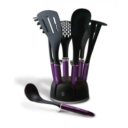 Набор кухонных принадлежностей Berlinger Haus Purple Eclipse BH6323, 7 шт, нейлон/пластик, на подставке, черный/фиолетовый