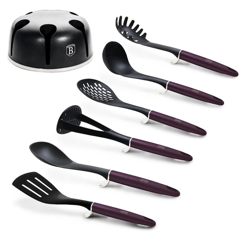 Набор кухонных принадлежностей Berlinger Haus Purple Eclipse BH6323, 7 шт, нейлон/пластик, на подставке, черный/фиолетовый Набор кухонных принадлежностей Berlinger Haus Purple Eclipse BH6323, 7 шт, нейлон/пластик, на подставке, черный/фиолетовый