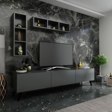 TV üçün tumba ev_12116144, laminat, qara, 180x35x35 sm