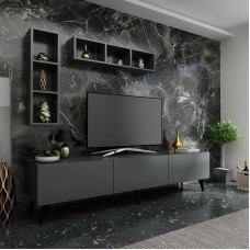 TV üçün tumba ev_12116144, laminat, qara, 180x35x35 sm