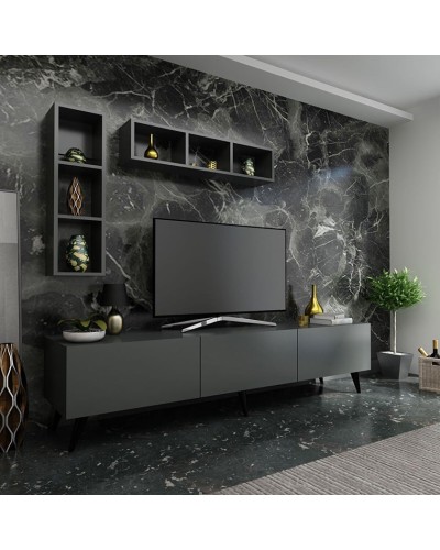 TV üçün tumba ev_12116144, laminat, qara, 180x35x35 sm
