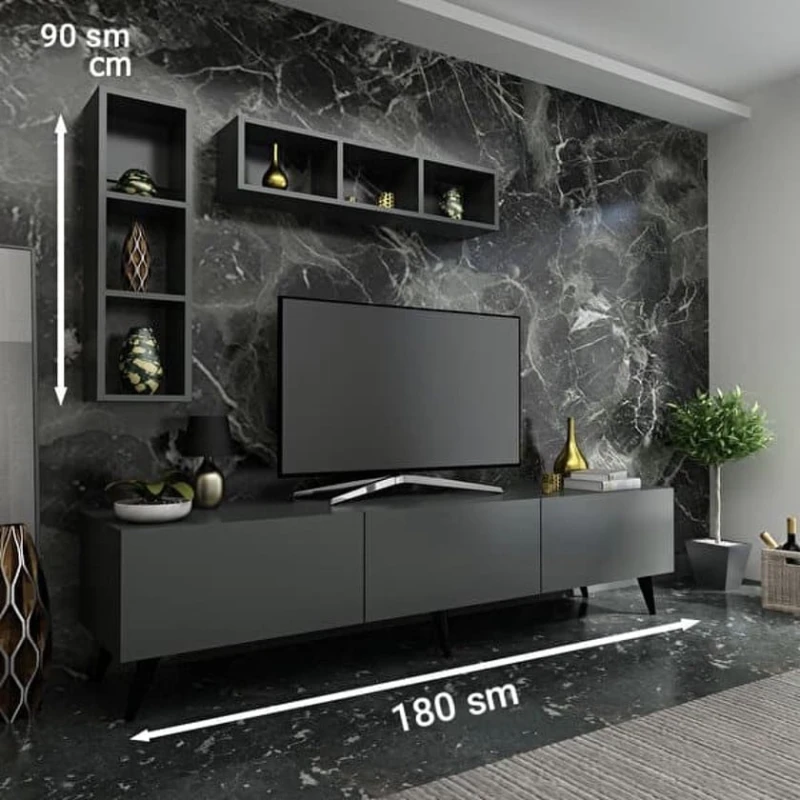 TV üçün tumba ev_12116144, laminat, qara, 180x35x35 sm TV üçün tumba ev_12116144, laminat, qara, 180x35x35 sm