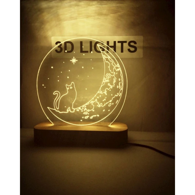 3D-gecə lampası tas02, 20x14 sm, sarı