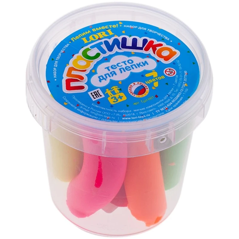 Тесто для лепки Lori Пластишка 7 цветов по 12 г Тдл-001 Тесто для лепки Lori Пластишка 7 цветов по 12 г Тдл-001