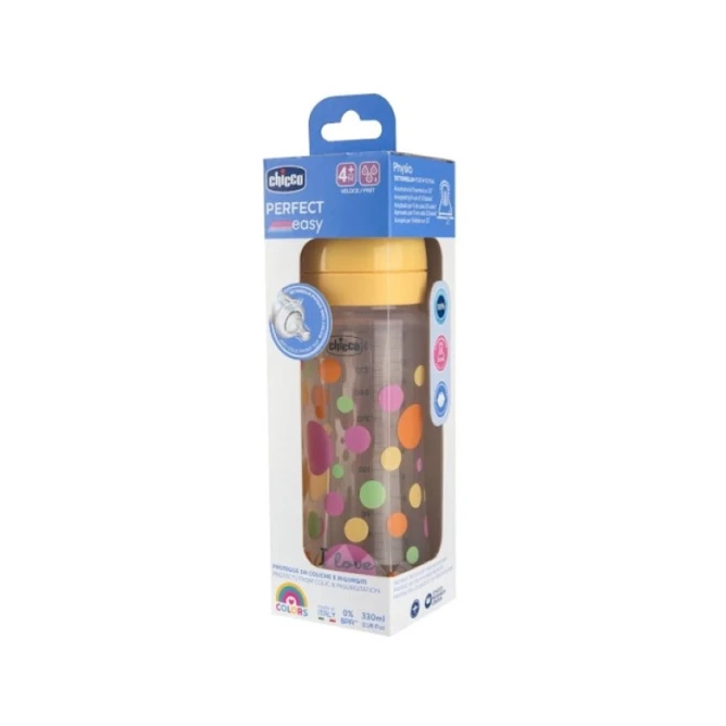 Qidalanma üçün qab Chicco Perfect Easy, plastik, sarı, 330 ml, 4+ ay