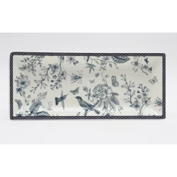 Тарелка Egels Home 201567, керамика, белая/синяя, 28х12 см