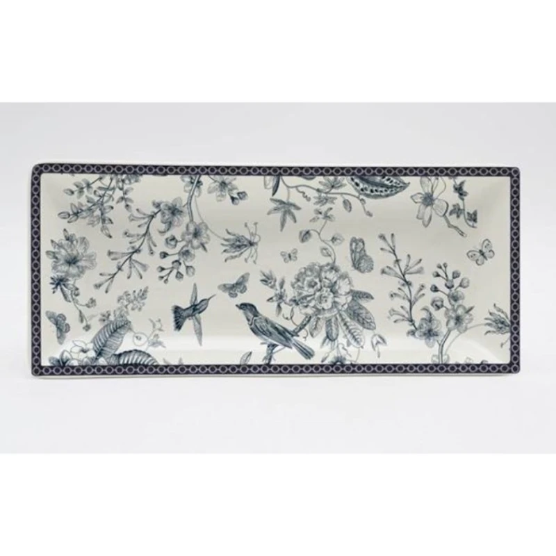 Тарелка Egels Home 201567, керамика, белая/синяя, 28х12 см Тарелка Egels Home 201567, керамика, белая/синяя, 28х12 см