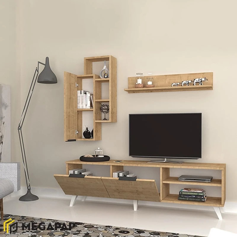 Тумба под ТВ Ev Plus 12115852, ЛДСП, коричневый, 160x35x47 см