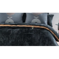 Комплект постельного белья Yataş CoverMe Elian, покрывало 160x220 см, простыня 100х200 см, наволочка 50х70 см, односпальный, хлопок/полиэстер, черный