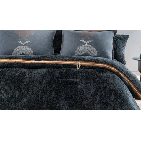 Комплект постельного белья Yataş CoverMe Elian, покрывало 160x220 см, простыня 100х200 см, наволочка 50х70 см, односпальный, хлопок/полиэстер, черный