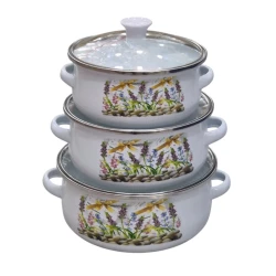 Qazan dəsti SHA-00004675, mina/şüşə, rəngbərəng, 14/16/18 sm, 3 əd