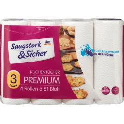 Полотенца бумажные Saugstark&Sicher 3-слойные, 4 шт