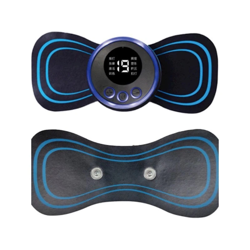 Miostimulyator Smart EMS Mini Neck Electric Massager, kəpənək, 8 rejim, displey, göy Miostimulyator Smart EMS Mini Neck Electric Massager, kəpənək, 8 rejim, displey, göy