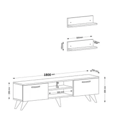 Тумба Ev Plus ev_121160363, ЛДСП, черно-белый, 180x29.5x40.6 см Тумба Ev Plus ev_121160363, ЛДСП, черно-белый, 180x29.5x40.6 см