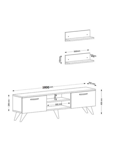 Tumba Ev Plus ev_12116033, LDSP, qara-ağ, 180x29.5x40.6 sm