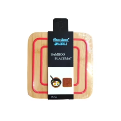 Подставка под горячее K571S-2, 17x17 см, дерево/силикон, прямоугольник, красный/коричневый