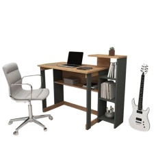 Yazı masası Ev Plus 12115835, LDSP, antrasit/qəhvəyi, 92x106x50 sm