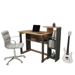 Письменный стол Ev Plus 12115835, ЛДСП, антрацит/коричневый, 92x106x50 см