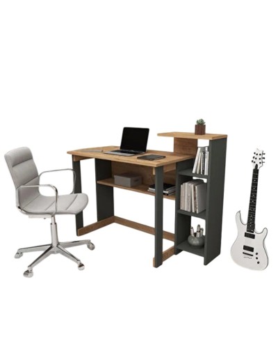 Yazı masası Ev Plus 12115835, LDSP, antrasit/qəhvəyi, 92x106x50 sm