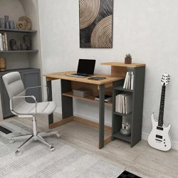 Письменный стол Ev Plus 12115835, ЛДСП, антрацит/коричневый, 92x106x50 см