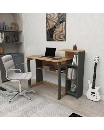 Yazı masası Ev Plus 12115835, LDSP, antrasit/qəhvəyi, 92x106x50 sm