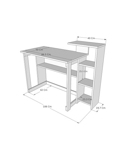 Yazı masası Ev Plus 12115835, LDSP, antrasit/qəhvəyi, 92x106x50 sm
