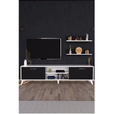 TV üçün tumba ev_12116150, laminat, ağ/qara, 180x30x45 sm