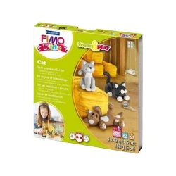 Набор для лепки из полимерной глины Fimo Kids Cat, Кошка, 4 цвета по 42г