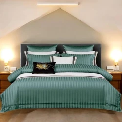 Комплект постельного белья MiraNova 224, пододеяльник 200x220 см, простыня 220×230 см, 2 наволочки 50x70 см, двуспальный, зеленый