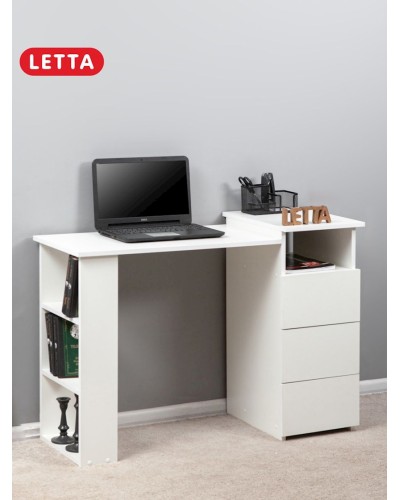 Kompüter masası Letta LDSP, ağ, 72.5х45х104 sm