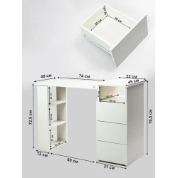 Компьютерный стол Letta ЛДСП, белый, 72.5х45х104 см