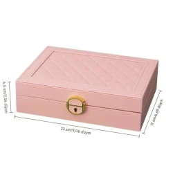 Органайзер для украшений, кожа, розовый 23x17x6,5 см