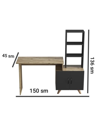 Kompüter masası Ev Plus 12116013, LDSP, 150x45x136 sm