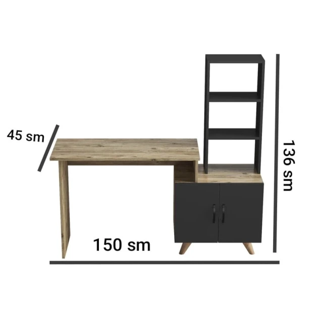 Компьютерный стол Ev Plus 12116013, ЛДСП, 150x45x136 см Компьютерный стол Ev Plus 12116013, ЛДСП, 150x45x136 см