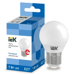 Светодиодная лампа IEK G45 E27 7W 6500K