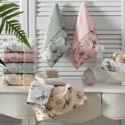 Dəsmal dəsti və aromatlaşdırıcı Tivolyo Home Roselandlux, pambıq, rəngbərəng, 3 əd, 30x50/50x100/75x150 sm, 400 ml