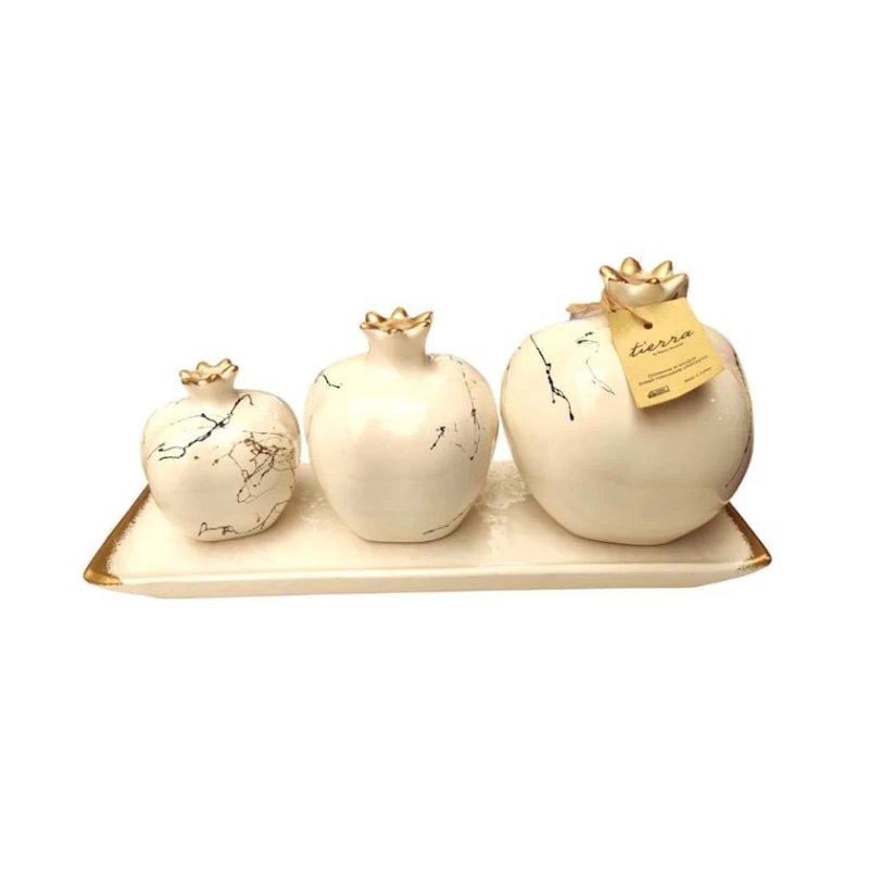 Набор фигурок граната Tierra NH_YRF1588, 4 предмета, 32x12 см, керамика, кремовый Набор фигурок граната Tierra NH_YRF1588, 4 предмета, 32x12 см, керамика, кремовый