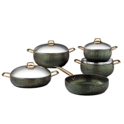 Qab-qacaq dəsti Bonera Montella Hera Belly 5554, qranit, yaşıl, 9 parça