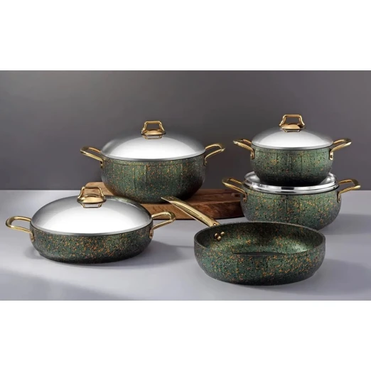 Qab-qacaq dəsti Bonera Montella Hera Belly 5554, qranit, yaşıl, 9 parça Qab-qacaq dəsti Bonera Montella Hera Belly 5554, qranit, yaşıl, 9 parça