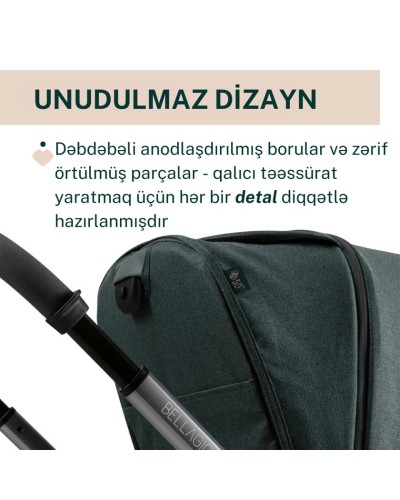 Uşaq arabası Chicco Bellagio Fir Tree, yaşıl, 106x82x55 sm, 0+ ay