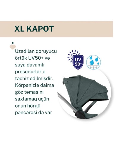Uşaq arabası Chicco Bellagio Fir Tree, yaşıl, 106x82x55 sm, 0+ ay